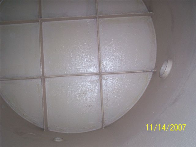 Inside of a tank with Chemcote coating